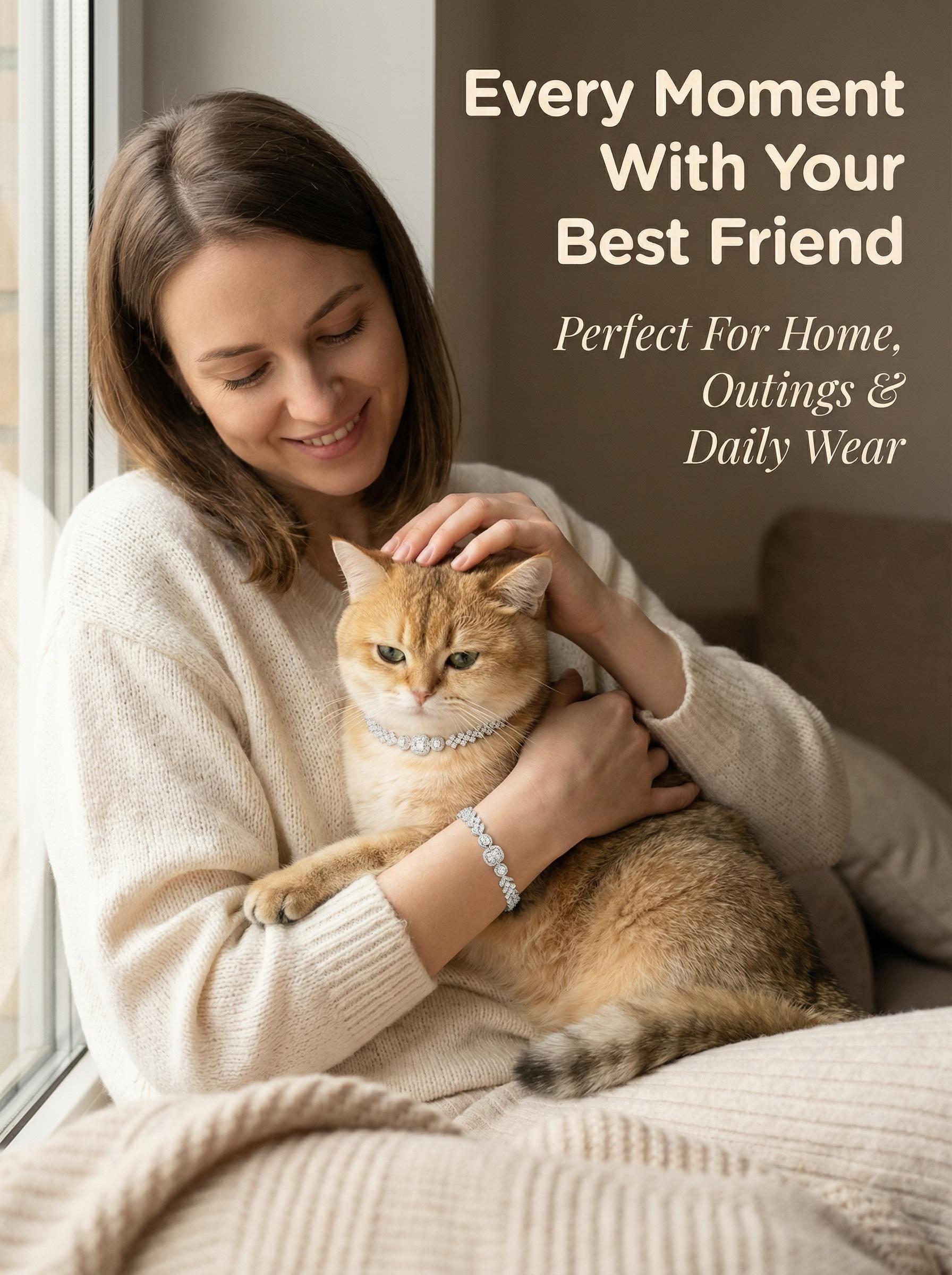 Warm Paw Sparkle Companion Bracelet and Pet Zircon Necklace Set for Owner