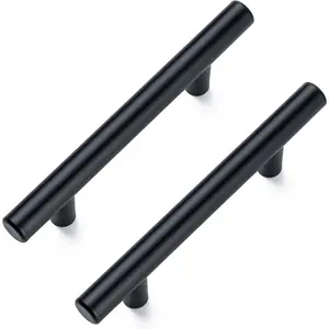 10 Pack Matte Black Stainless Cabinet Pulls Handles, 5 Inch Length 3 Inch Hole Center, Ideal for Kitchen and Bathroom Cabinets