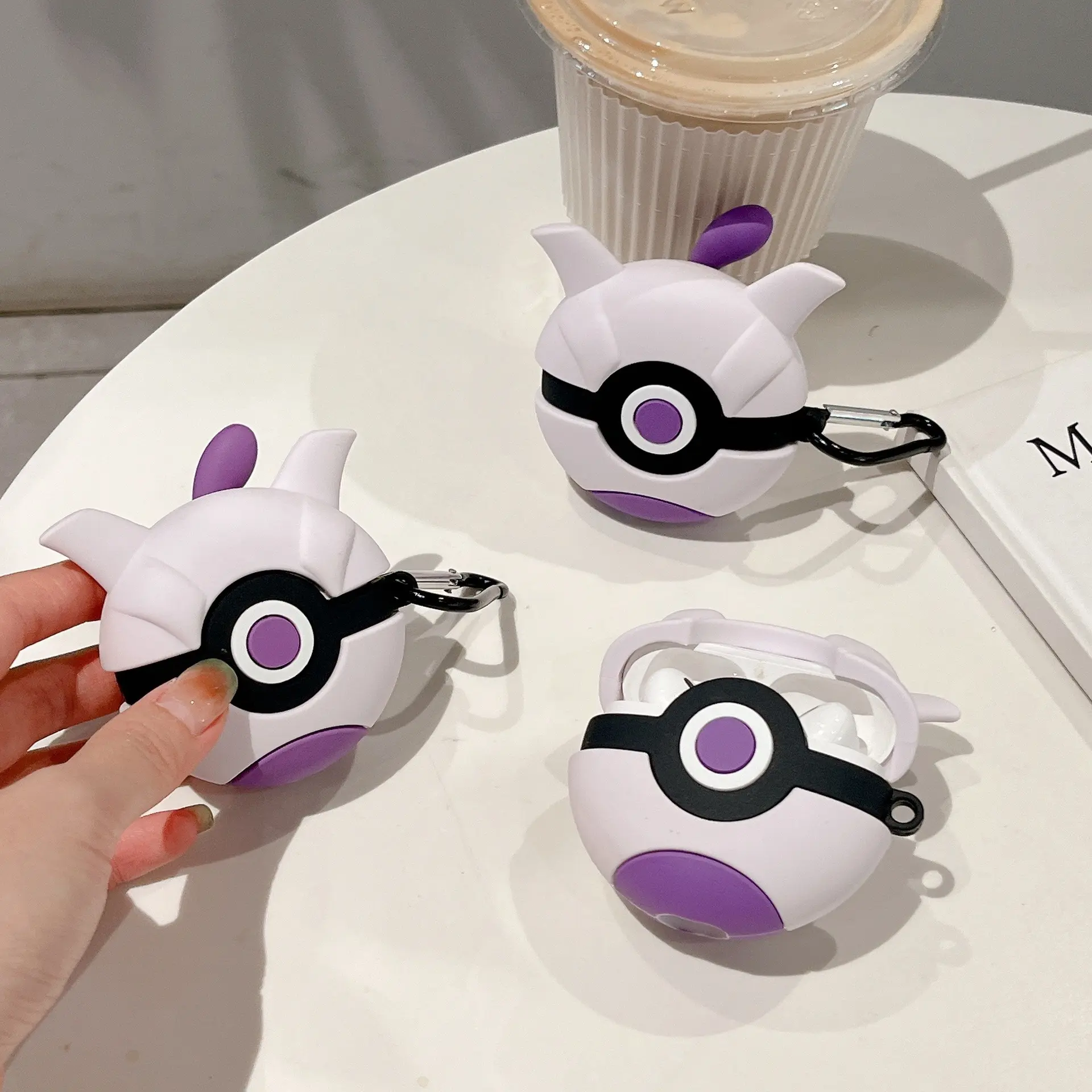 1 piece of Mewtwo shaped headphone protective case, anti drop and durable silicone headphone case, Apple wireless Bluetooth headphone case, suitable for AirPods 1/2/3/4/pro/pro 2/pro 3, Protection, Earphone Protective Cover