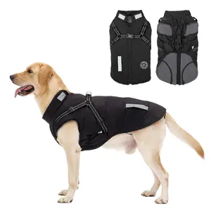 Dog Coat: Warm Dog Jacket Dog Winter Coat - Dog Fleece Jacket with Harness Built in Dog Cold Weather Coat with Reflective Stripes Waterproof Dog Vest Dog Coats for Small Medium Large Dogs Black 3XL