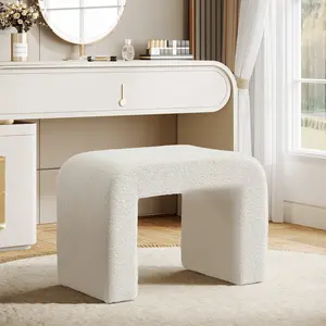 LITTLE TREE Modern Vanity Stool, Upholstered Ottoman, Arched Footstool, Sofa Footrest, Extra Seat for Living Room, Dressing Chair, Shoe Stool for Entryway, Bedroom, Makeup Room, Fully Assembled