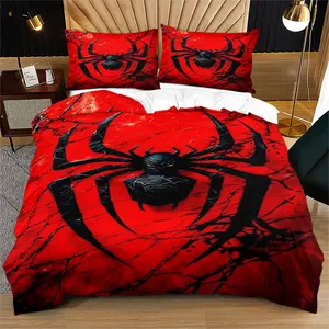 2/3-piece spider print bedding set, Bedding Sets With Spider Design, a gift for spider enthusiasts, ideal for children's and adults' bedrooms, including 1 bedspread and 1 or 2 pillowcases (excluding quilt and pillow inserts)