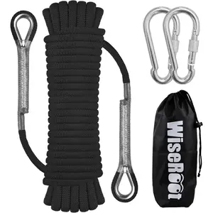 12mm 32ft 64ft Static Climbing Rope Heavy Duty Outdoor Rock Climbing Rope for Arborist Tree Work Rescue Camping Hiking, 10m 20m 30m Length Options Orange Black