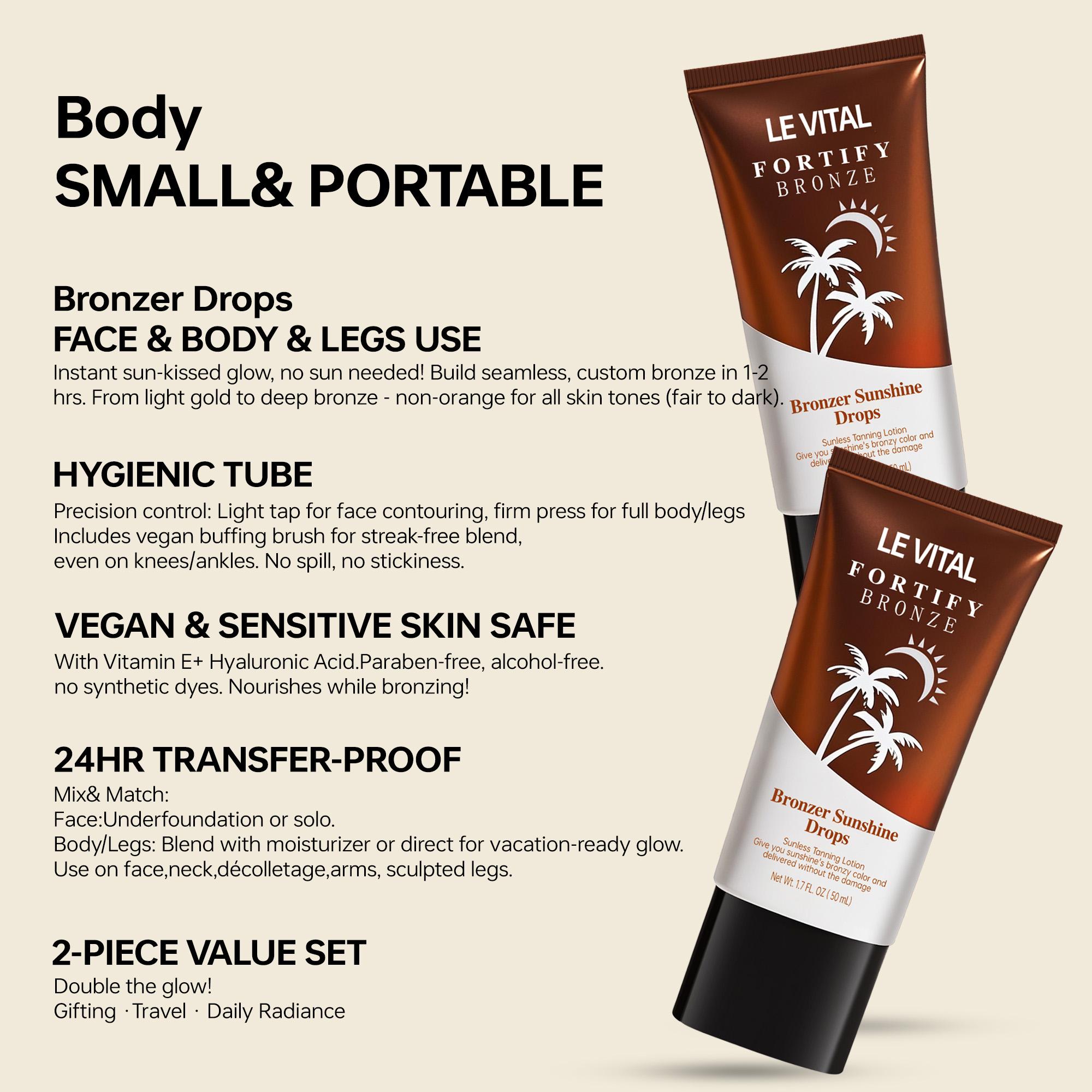 Bronzer Sunshine Drops | Sunless Tanning Lotion | Instant Sun-Kissed Glow | Hydrating Liquid Bronzer for Face & Body