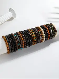 Vintage Multicolor Beaded Bracelet Set, Fashionable Beaded Bracelets for Men & Women, Trendy All-match & Exquisite Jewelry for Birthday Gift, Stackable Bracelets