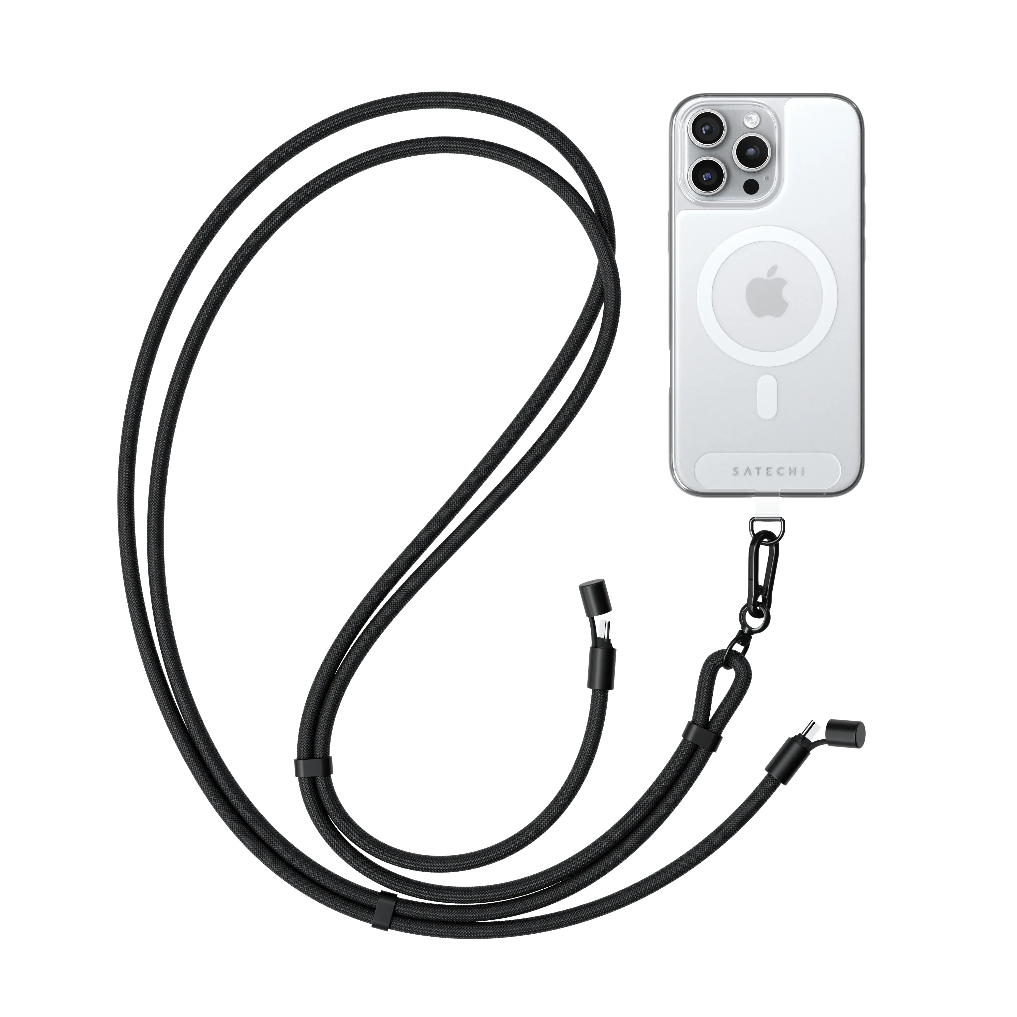 Satechi OntheGo™ USB-C Lanyard Cable Cellphone Smartphone, 60W Fast Charging, 480Mbps Data Transfer, Built-in Crossbody Strap, Adjustable 1.5m / 4.9ft Braided Cord, USB-C to USB-C Cable for iPhone, Android
