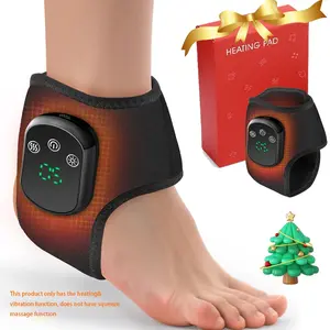 Cordless Ankle Massager with Heating Vibration, USB Rechargeable Heated Wrap, 5 Heat Levels, 3 Vibration Modes, Left & Right Foot Use, Relaxation Aid, Chrismas Gift