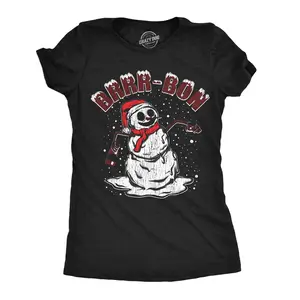 Womens Funny T Shirts Brrr Bon Sarcastic Christmas Drinking Tee for Ladies Funny Womens T Shirts Cute Vintage Fashion Casual Ladies T-Shirt Gift Christmas Tops for Women Funny Drinking Top Women's Novelty Tees Black -