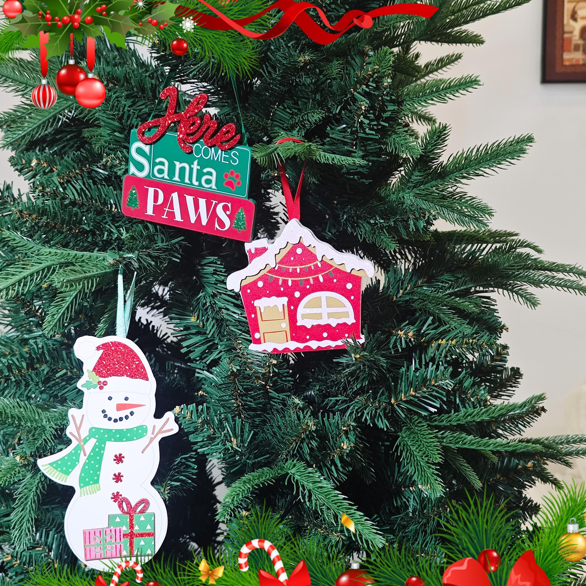 Crazy Little Mustang 3ps Christmas-Themed Ornaments Set 3-Piece Christmas Pattern Tree Decorations for Home Party Festive Atmosphere Perfect Gift Throw Cushions