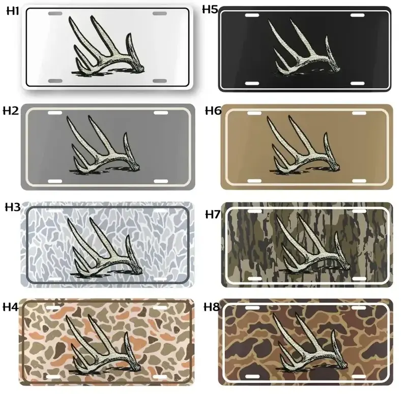 [Antler Shed Hunting Camo Style] Antler Shed Camo License Plate, Camouflage Vanity Front Plate, Decorative Aluminum Car & Truck Tag, Hunting Outdoor Nature Lover Vehicle Accessory, Durable Metal Auto Decor