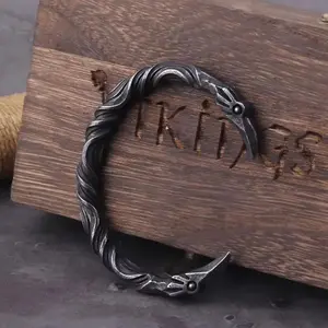 Stainless Steel Nordic Viking Norse Raven Bracelet Men Wristband Cuff Bracelets with viking