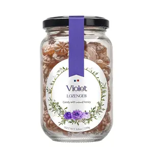 Gourmanity Violet Honey Lozenges with Natural Violet Flavor for Throat Soothing, Luxury French Candy, 8.8oz Jar