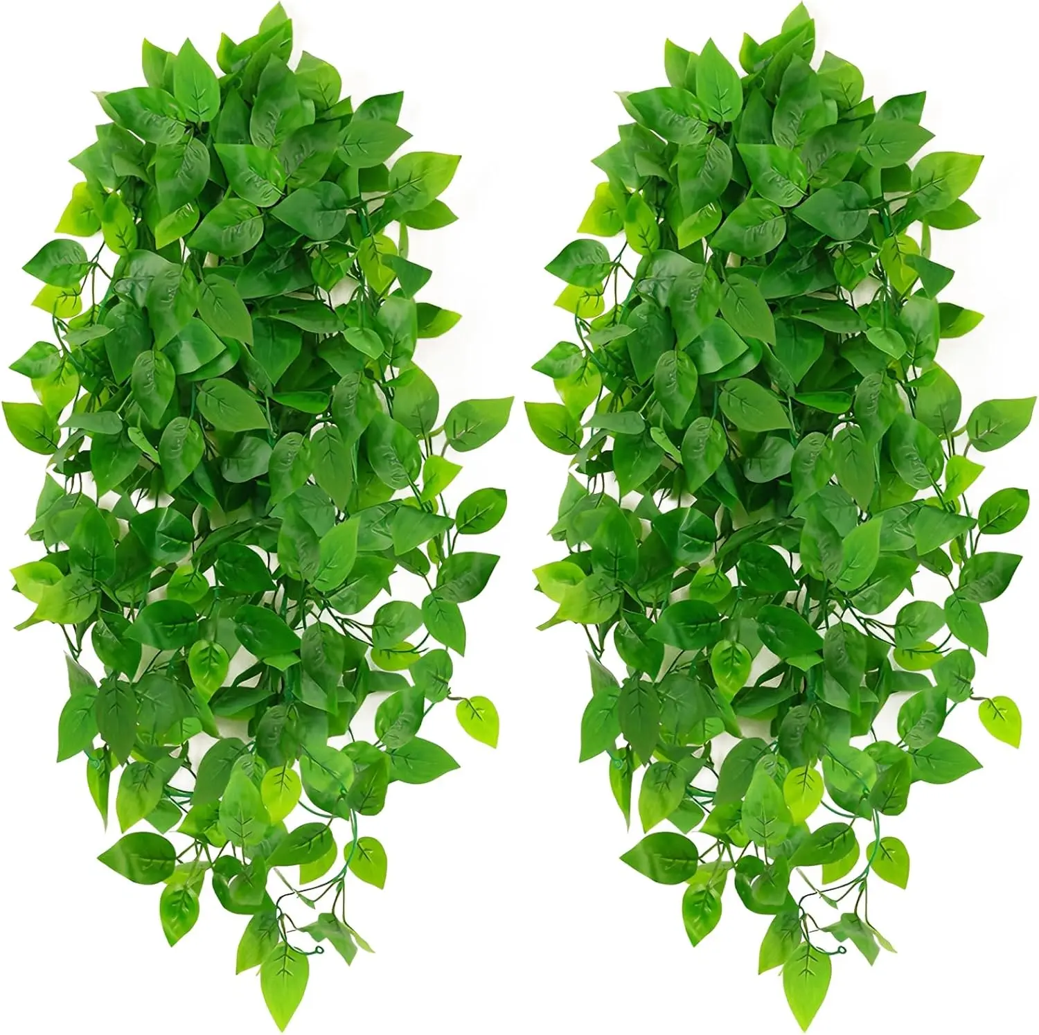 2PCS Lightweight Waterproof Plastic Decorative Hanging Pothos Vines - 3.3FT, Leaf Pattern, No Basket, Modest Botanical Ornaments for Juneteenth, Canada Day, Room Makeovers (Walls, Shelves)