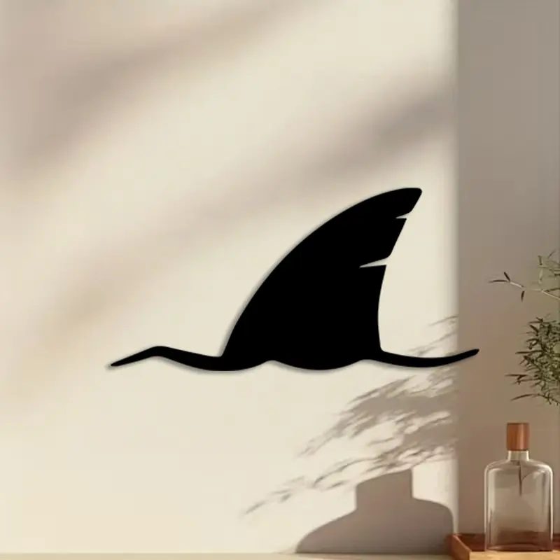 1pc Ocean Shark Metal Wall Art, Ocean Shark Statue Mural, Perfect for Beach House Wall, Summer Decor, Ideal Gift for Shark Enthusiasts, Coastal Metal