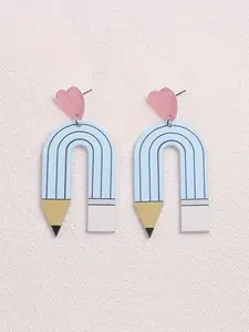Cartoon Pencil Design Dangle Earrings, Unique Design Earrings, Cute Drop Earrings for Women & Girls, Fashion Jewelry for Party, Daily Clothing Decor, Trendy All-match & Exquisite Jewelry for Birthday Gift