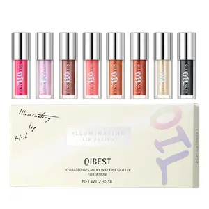8-color lip gloss lipstick set, Glittery Holo Lipgloss, shiny and glossy, waterproof and long-lasting, non smudging, a must-have for daily parties and dances
