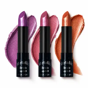 Cool Story Metallic Shimmer Lipstick, High Pigment Pearlescent Glitter Lip Stick, Long Lasting Waterproof, Smooth Creamy Texture for Bold Party & Festival Lip Makeup