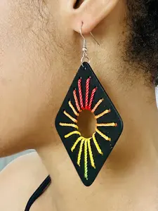 Channel Wood Threaded Drop Earrings