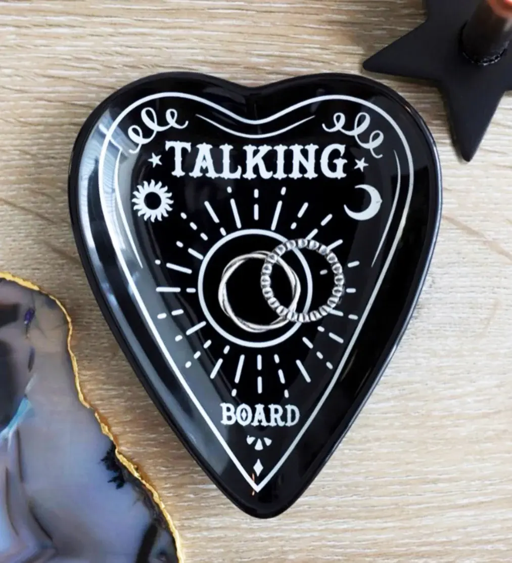 Ouija Talking Spirit Board Planchette Heart Bone China Trinket Jewelry Dish