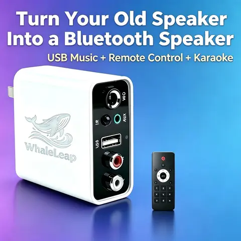 WhaleLeap Bluetooth 6.0 Audio Adapter - Bluetooth Transmitter Adapters & Cables Plug-in Accessory for Speakers/Amps, Upgrade Old Audio Devices to Wireless, Pair with Smart Devices, USB Music Player, Karaoke Mode, Remote Included