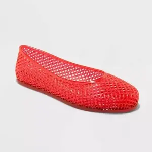 Red Mesh Jelly Shoes Wild Fable - Comfortable & Stylish Women's Flats for Everyday Wear