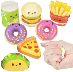 Mini Squish Fast Food Toys, Set of 8, Slow-Rise Stress Relief Toys for Kids in Assorted Food Designs, Mini Fidget Toys for Sensory Play, Party Favors, Goodie Bag Fillers for Boys & Girls