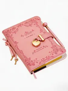 Girls’ diary with lock and key, 360 gold-edged journal for women, B6 refillable notebook with pen and bookmark gift set