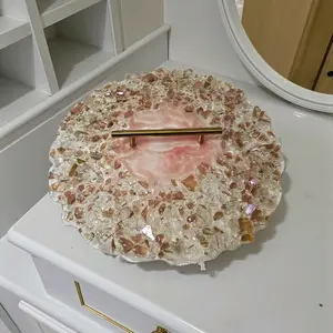 Hand-designed Elegant 3D crystallized decorative artwork tray. Beautiful crafted color of Rose Pink. Display candles, trinkets, etc on these beautiful trays