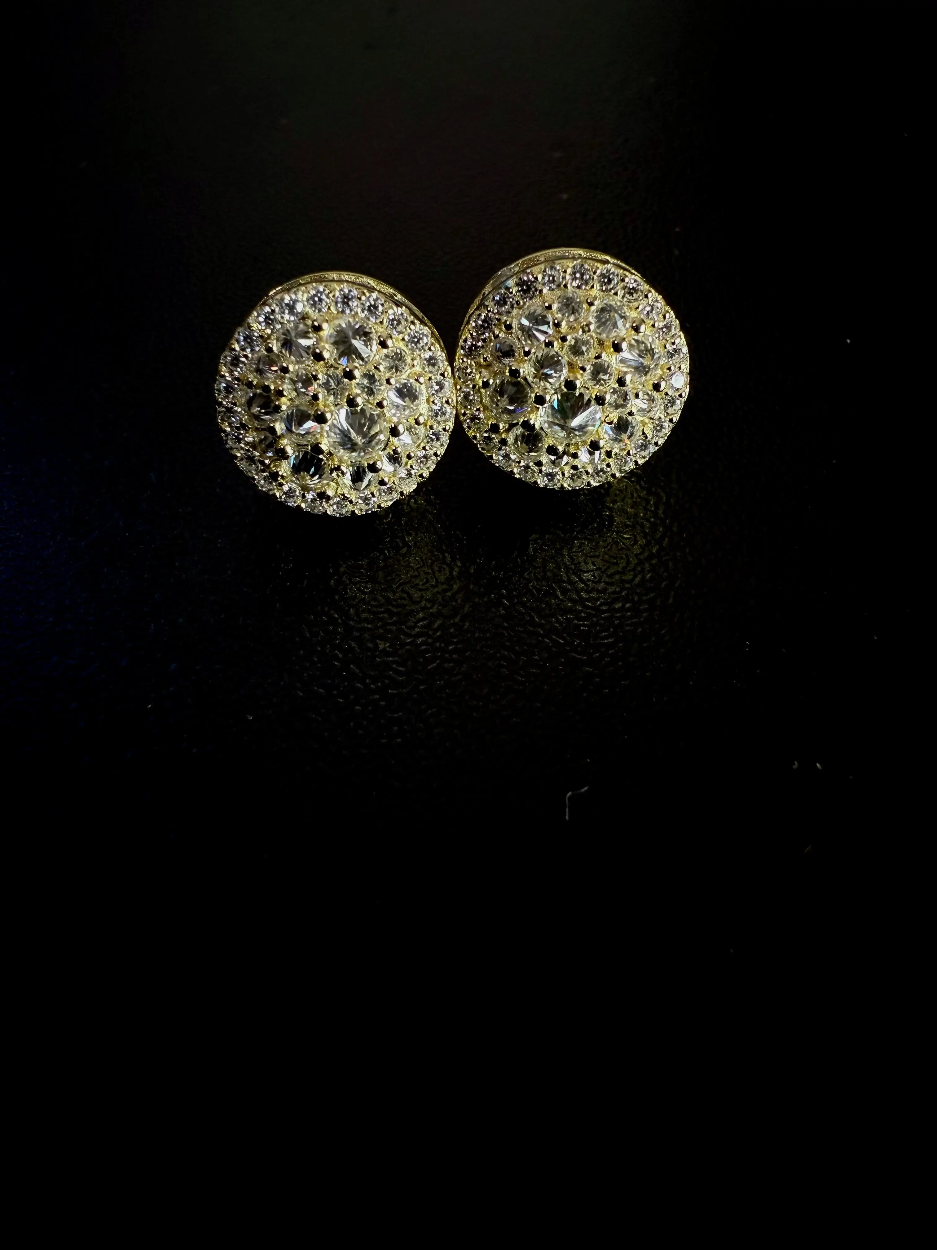 Glacier Halo stud moissanite gold plated mens 925silver earrings