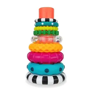 Stacks of Circles Stacking Ring Toy for Babies 6+ Months 9-Piece Montessori STEM Learning Sensory Development Toy Ring Stacker for Motor Skills Early Educational Gift for Infants