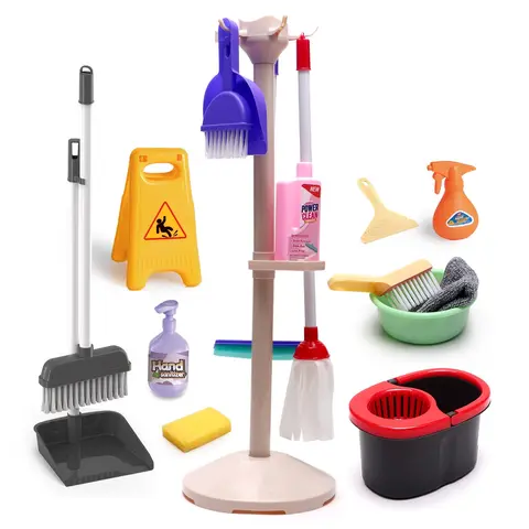 Cleaning Toy Set, Realistic Vacuum Cleaner Mop Combo, Develops Hand-Eye Coordination, Pretend Play Educational Toy for Ages 3+, Pretend Play Item