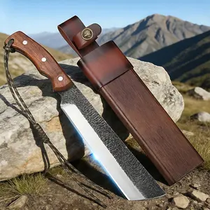 Kitchen Chef Knife, Gardening, Outdoor Hunting And Camping Knife- Household Multi-Purpose Knives, Outdoor Durable Knives Full Tang with Wooden Sheath
