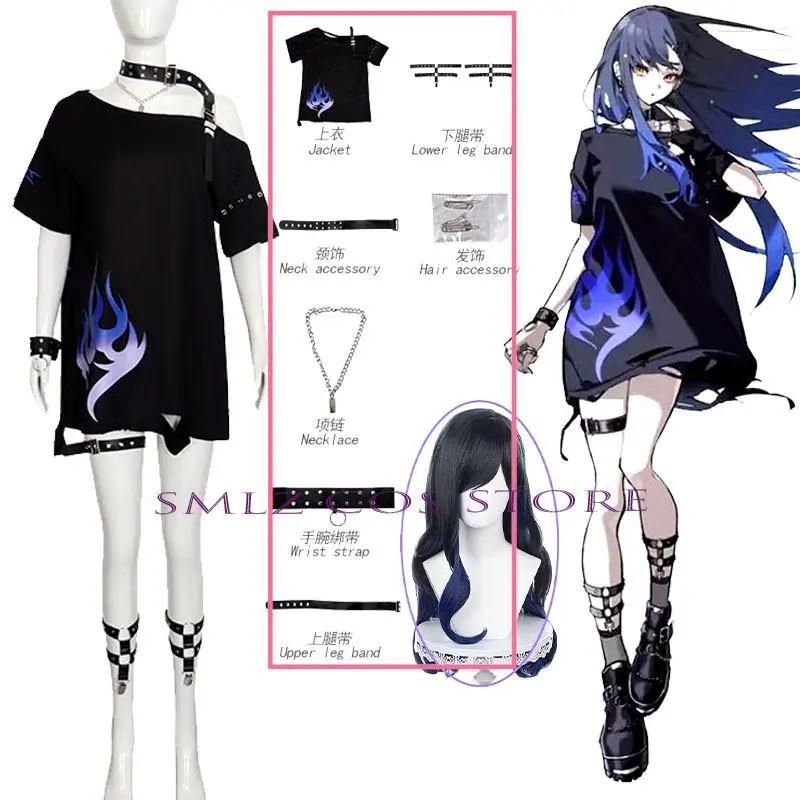 Smlz Fuel Cosplay Shiraishi An/An Cosplay Costume Halloween Christmas Role Sexy Black T-Shirt Have Prop Outfit for Woman Girl