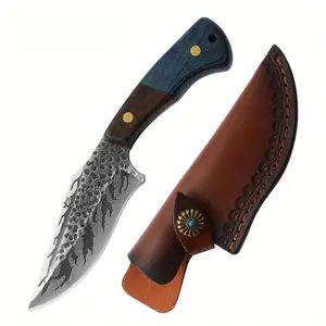 1PC Handmade Hammer Pattern Outdoor Knife Camping Barbecue Meat Knife Carry Emergency Knife Home Fruit Knife Survival Gear
