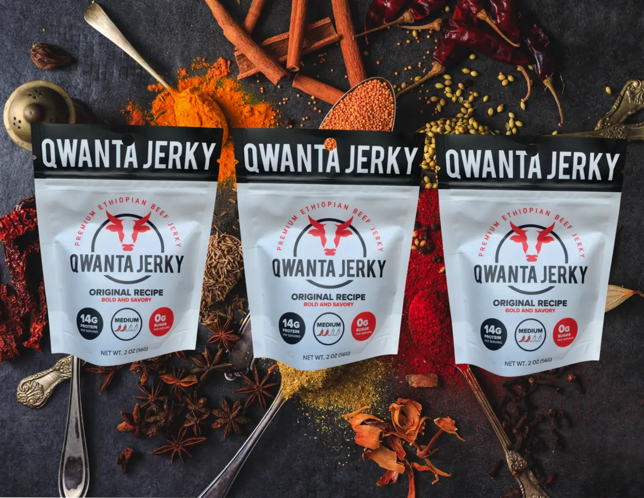 QWANTA JERKY (Original Recipe) 3 Pack Sugar Free Low Fat Dairy Free Natural