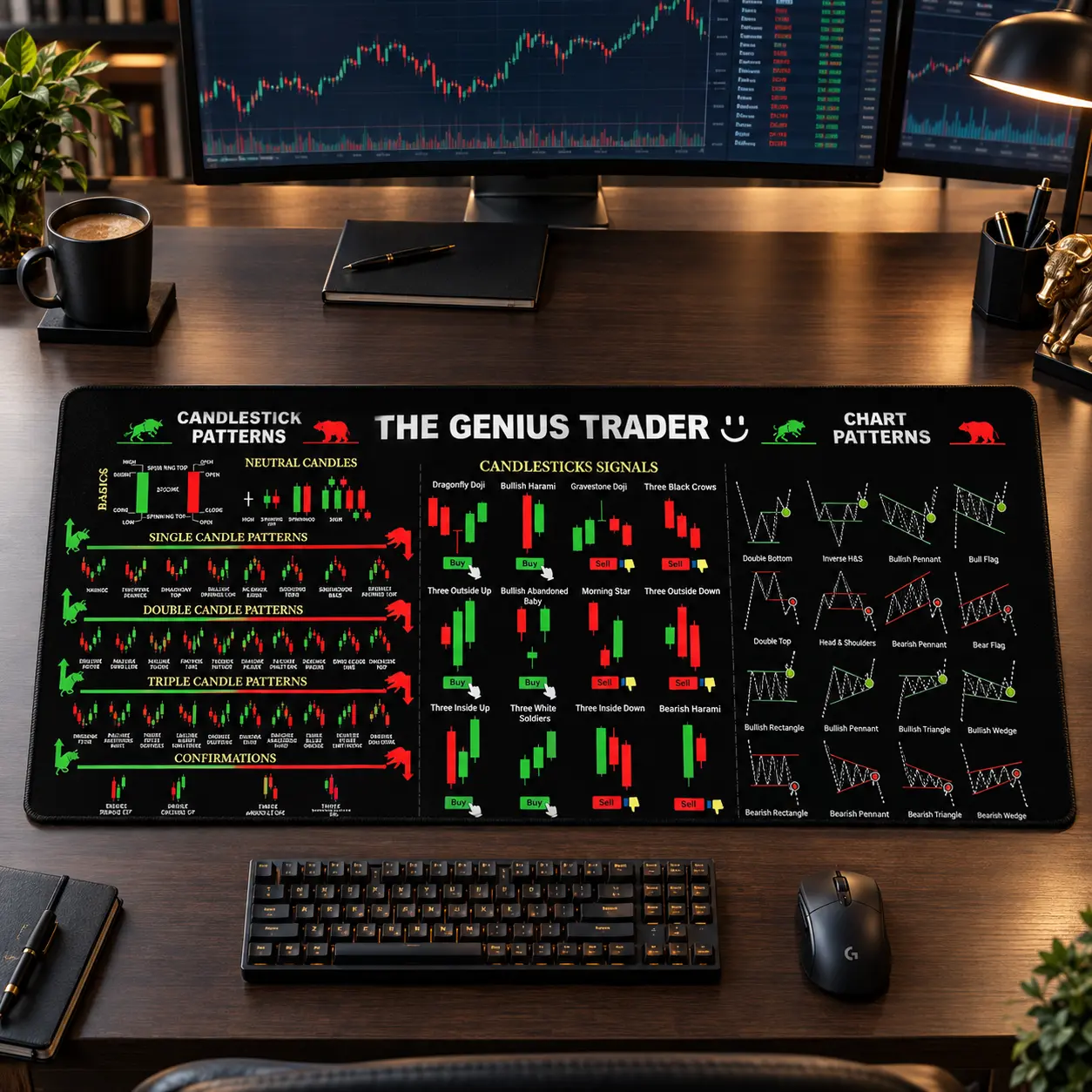 [Gaming Mouse Pad] 1pc Gaming Mouse Pad, Laptop Keyboard Mat, Study Desk Protector - THE GENIUS TRADER Stock Learning Pattern - Durable, Non-Slip Backing, Multiple Sizes Available - Suitable for Home, Office, Work, Game Room, Student Dorm