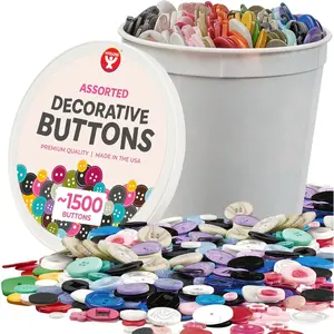 1,500 (Approx) Buttons for Crafts - Bulk Button 3lb Container - Small & Large Buttons for Sewing, Shirts, Clothes, Sorting - Mixed Colorful Decorative Craft Button in Bulk