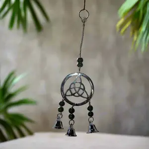 Triquetra Chrome Chime with Beads 9 Long