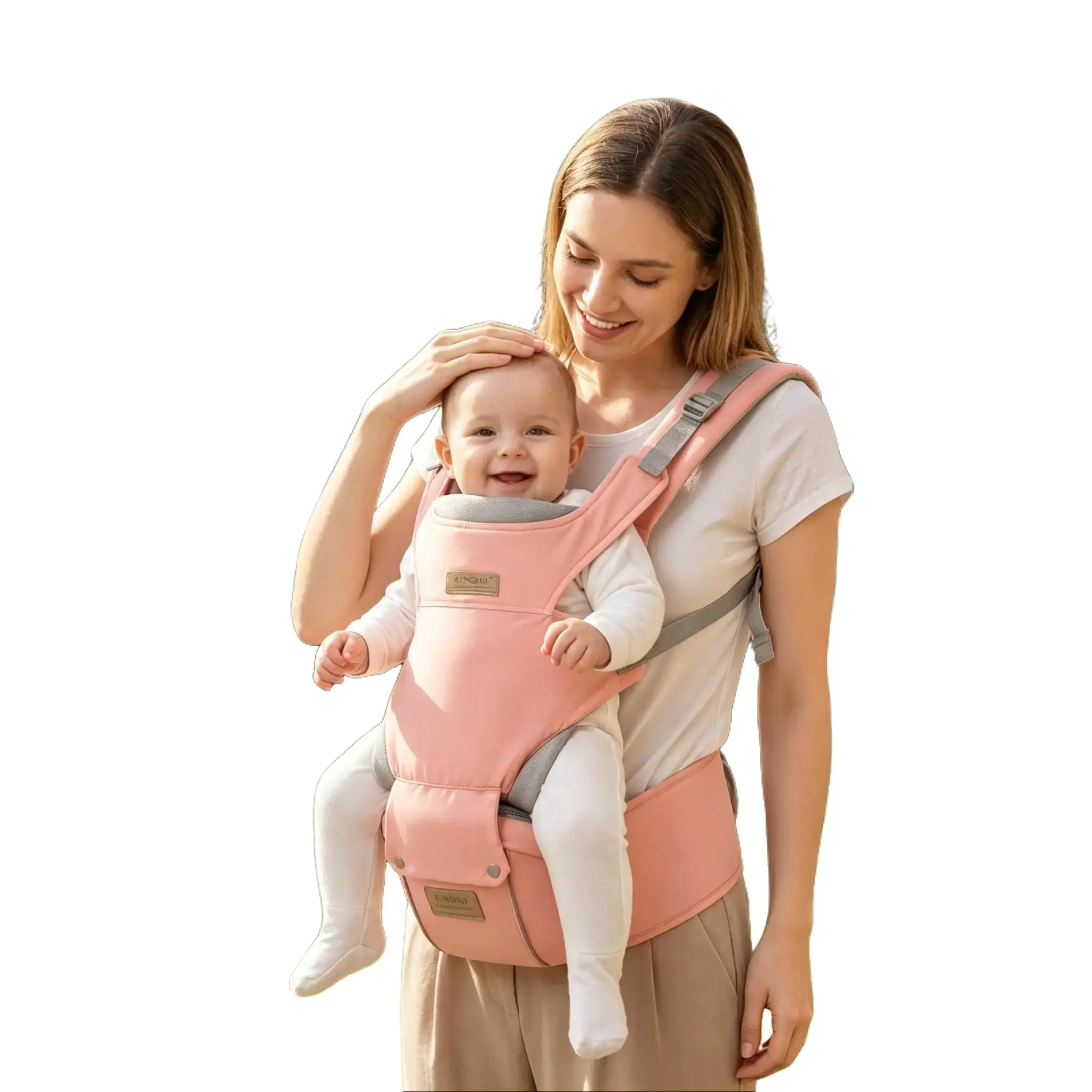 Ainomi Multi-Position Baby Carrier with Supportive Hip Seat, Backpack Design, Polyester Material, Buttons Closure, Portable, Customizable Logos, Hand Washable