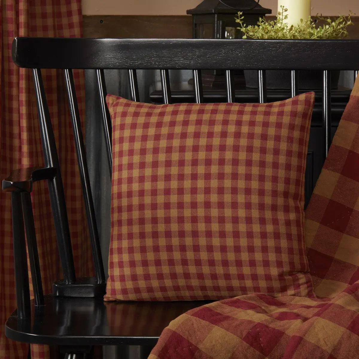 Bedford Burgundy Check Fabric Pillow