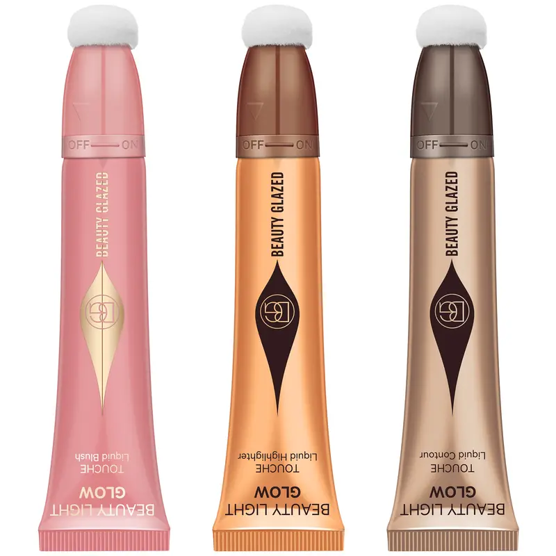 Beauty Glazed 3-in-1 Makeup Pen - Multi-functional Liquid Blush, High Pigmented Shimmer Highlight, Silky Smooth Bronzer Blend Cosmetic for Natural or Dramatic Look