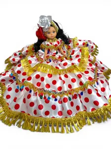 Gitana Muñeca Spiritual Doll - Santeria Yoruba Handmade Doll, Muneca Espiritual Gitana, Religious Altar Decor, White Red Polka Dot Dress, Protection & Ritual Decor