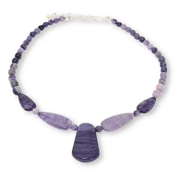 Mine Finds by Jay King Gobi Purple Fluorite Sterling Silver Beaded Drop Necklace