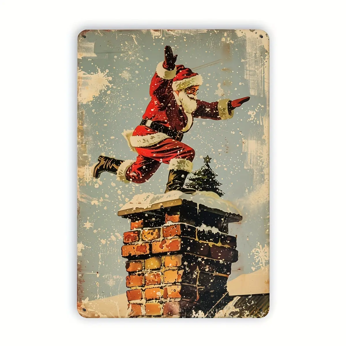 8x12 Inches Durable Iron Vintage Santa Claus Metal Tin Sign - Easy to Hang, Perfect for Christmas Decor in Living Room, Fireplace Area, Dining & Coffee Shops