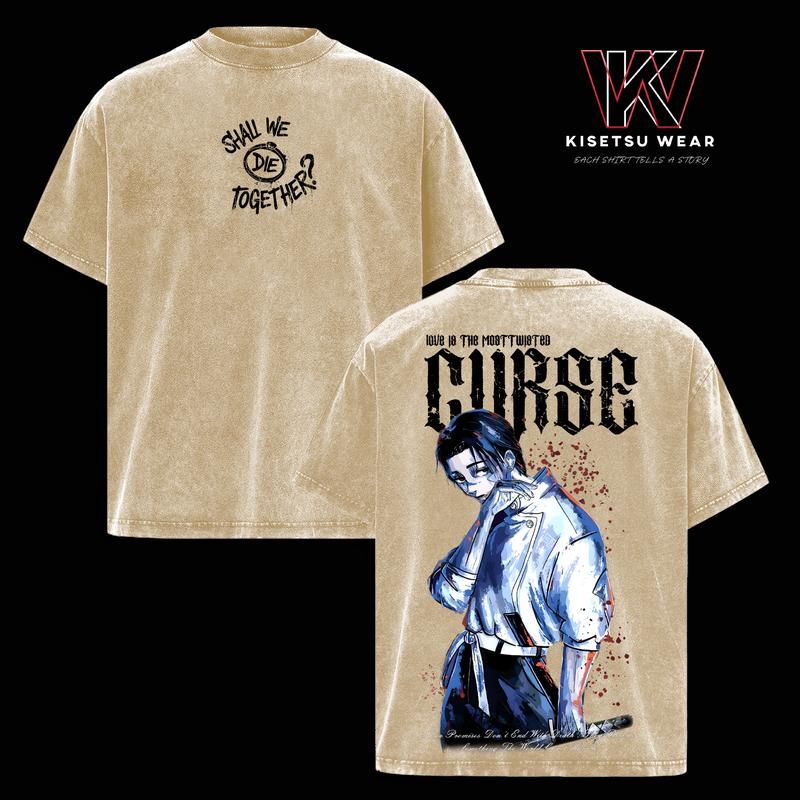 Yuta Okkotsu Curse Rage T-Shirt – Vintage Washed Jujutsu Kaisen Inspired Tee, Dark Anime Cursed Energy Graphic Shirt, Oversized Soft Cotton Streetwear, Unisex Casual Apparel, Gift for JJK Fans
