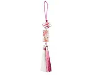 02 Darling Tassel Pendant - Pink and White Color Design with Tassel and Charm, Featuring Anime Character Illustration