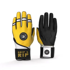 Drip & Rip™ 'Baller' Series Premium Leather Long Cuff Batting Gloves Danger Zone