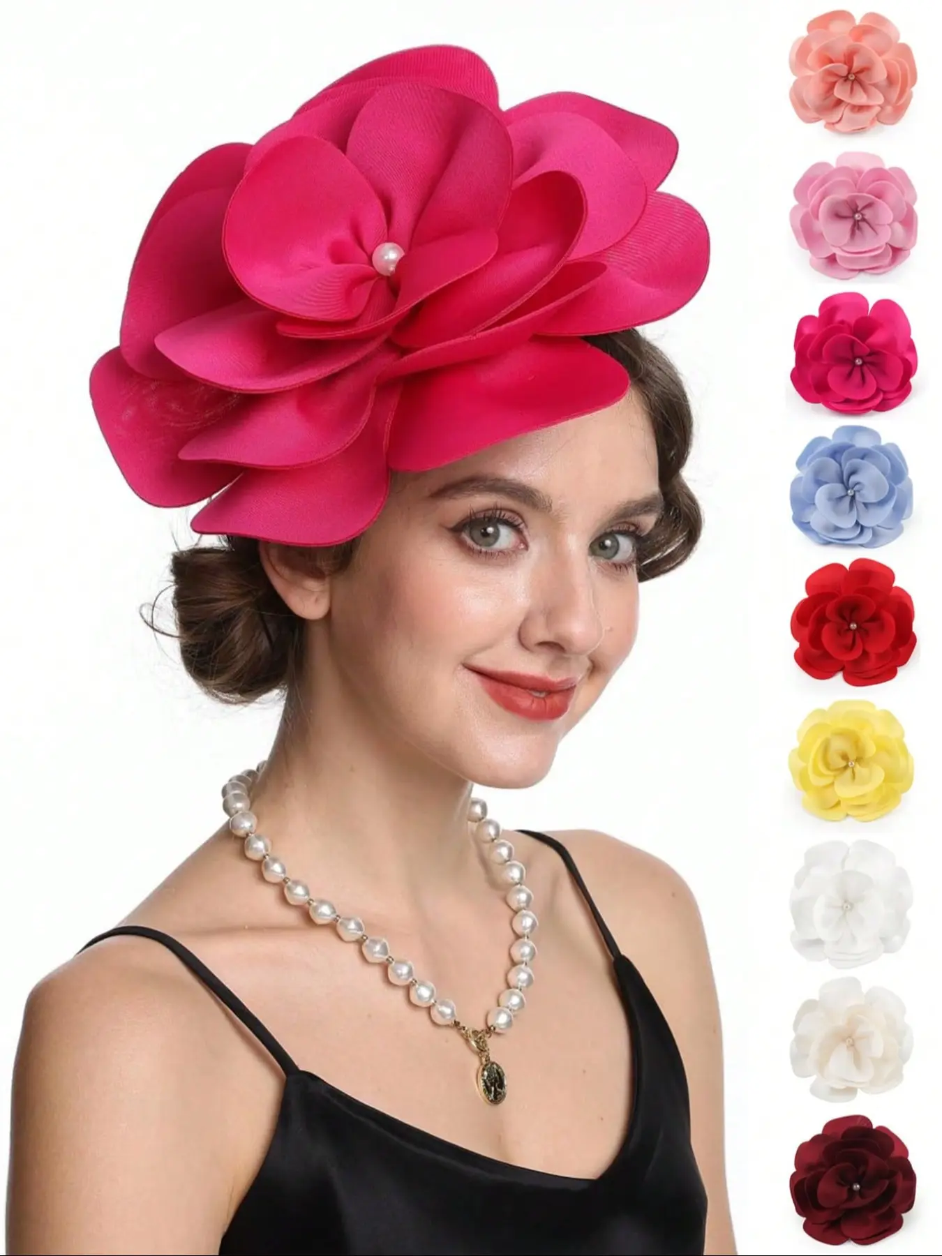 Elegant Satin Fabric Rose Headband for Women, Large Tea Flower Wedding Dance Costume Accessory, Fashion Jewelry Clothing, Hairpiece