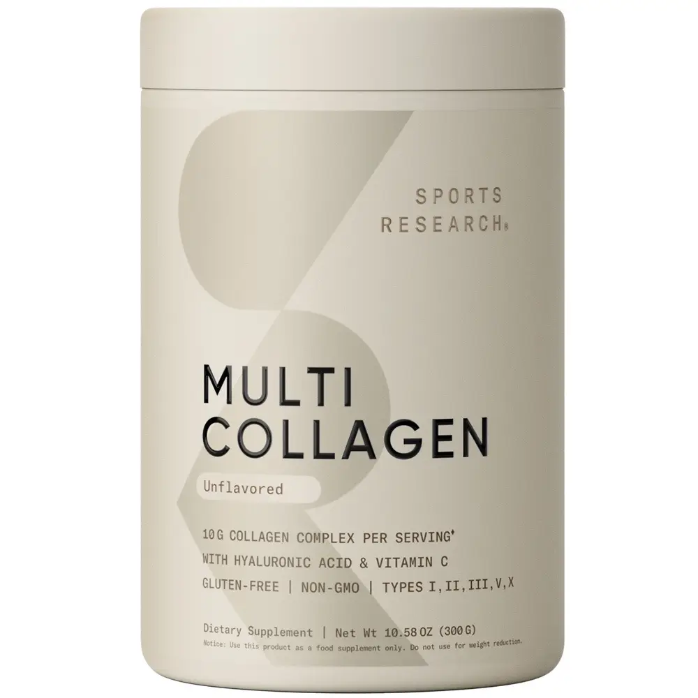 Sports Research Multi Collagen Protein Powder (Type I, II, III, V, X) with Hyalu...