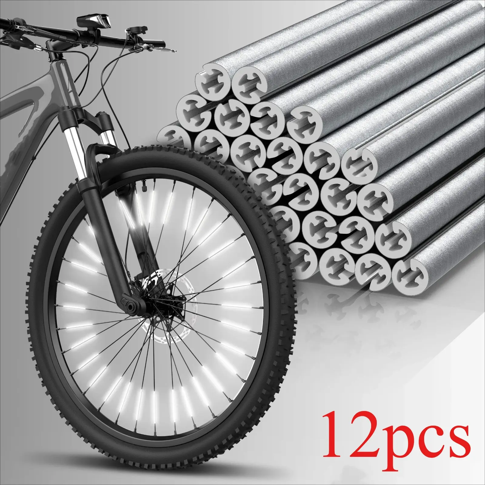 12 Piece Bicycle Spoke Reflectors, Night Glow Wheel Decoration Strips, Universal Road Mountain Bike Reflective Stickers, Adult Cycling Safety Accessories, Bicycle Parts, Bike Accessory